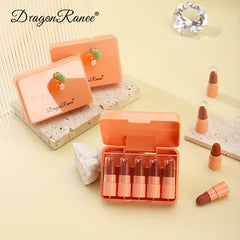 Mini Lipstick Box Set Soft Matte Finish Bright Red Long Lasting Lipstick