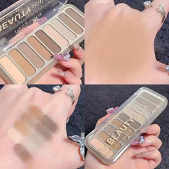9 Colors Eyeshadow Palette Brown Golden Matte Pearly Sequin Finish