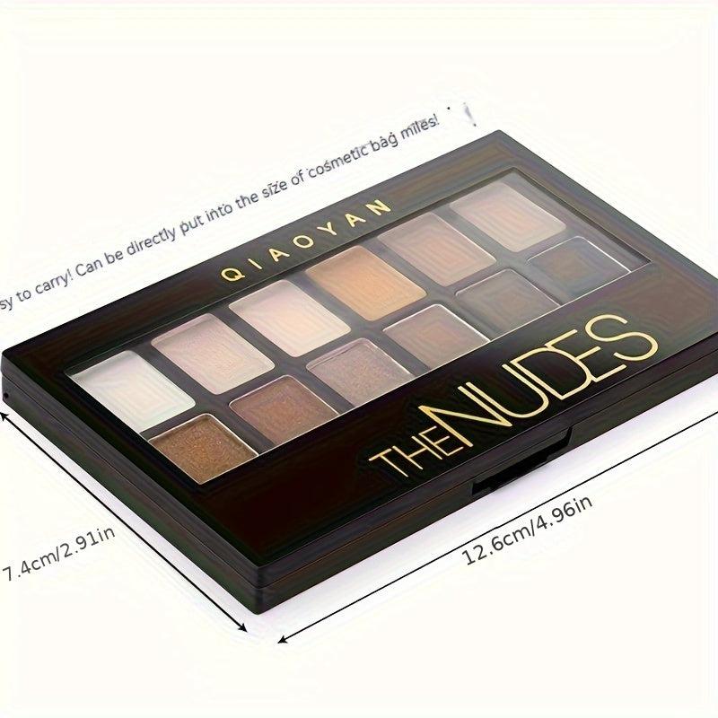 12-Color Nude Eyeshadow Palette with Mirror & Brush