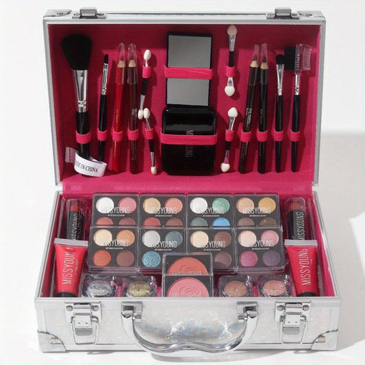 56 Pcs Eyelashes Tinted Lip Cosmetic Set Professional Portable Full Makeup Kit