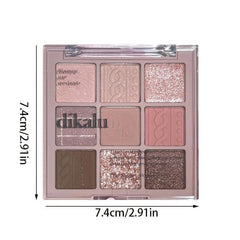9-Color Matte/Shimmer/Sequin Finish Earth Tone Eyeshadow Palette Orange Brown