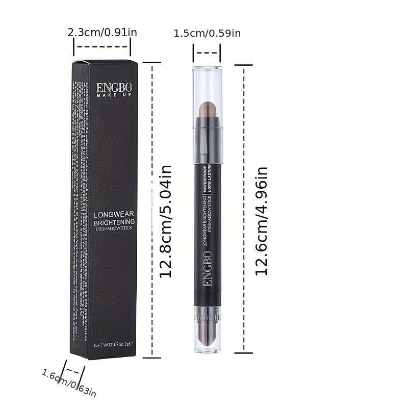 12-Color High Pigmented Eyeshadow Stick with Brush for Long Lasting Makeup