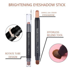 12-Color High Pigmented Eyeshadow Stick with Brush for Long Lasting Makeup