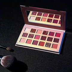 18 Colors Desert Eyeshadow Palette Satin Metallic Texture Brown Red