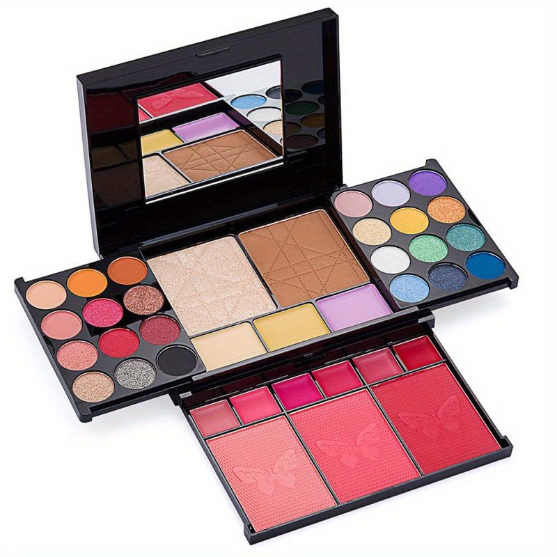 38 Colors Eyeshadow Palette Contour Blush Lip Gloss Brushes Set