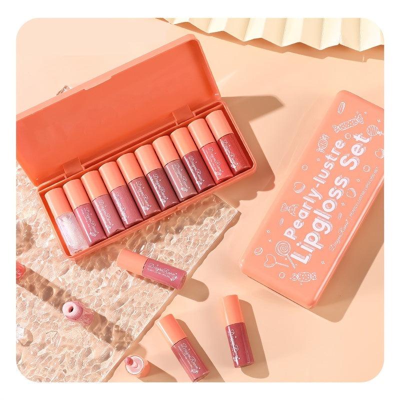 10 Orange Water Light Lip Glaze Set for Women
