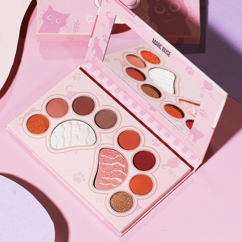 10 Colors Matte Pearly Eyeshadow Palette in Cat Paw Shape