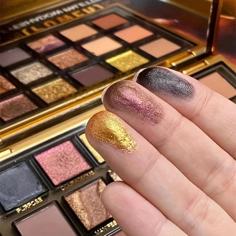18-Color Golden Brown Eyeshadow Palette Glitter Matte Finish Exotic Makeup