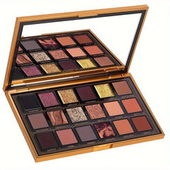 18-Color Golden Brown Eyeshadow Palette Glitter Matte Finish Exotic Makeup