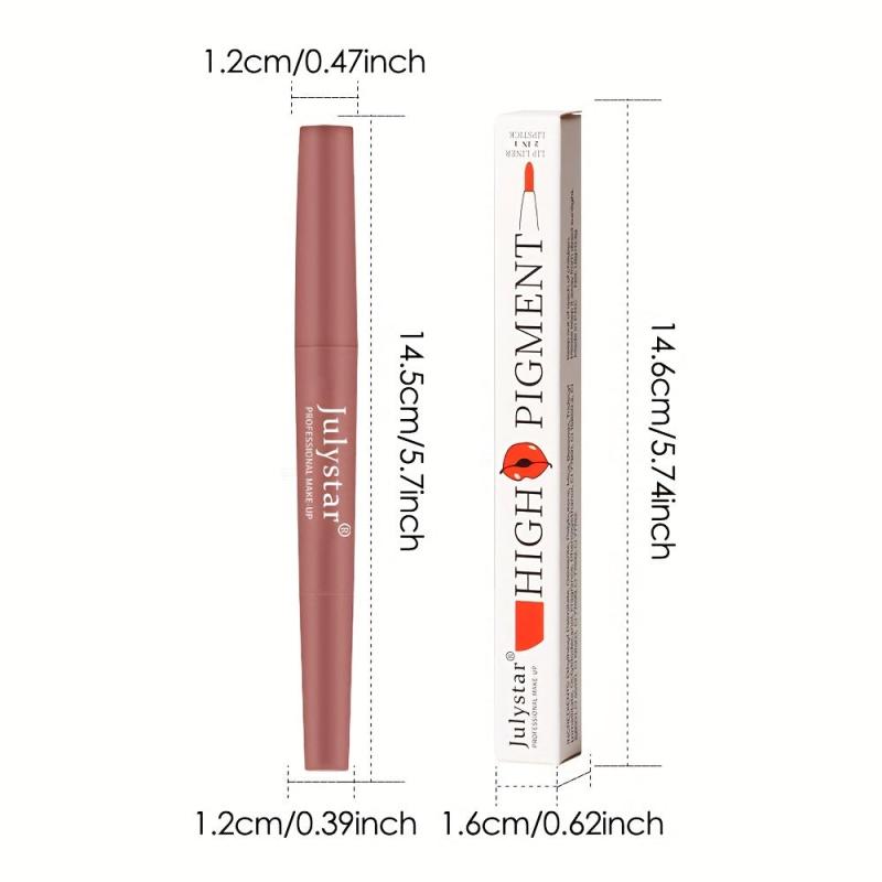 Double Ended Lipstick Lip Liner Rich Color 2 In 1 Makeup Tool