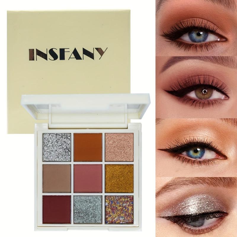 9 Color Eyeshadow Palette Matte Sparkle Glitter Satin Waterproof