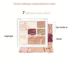 7 Colors Eyeshadow Palette Earth Tone Pearly Matte Finish Blush