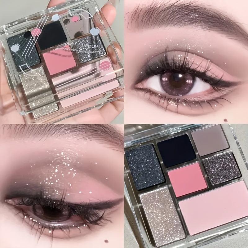 7 Colors Eyeshadow Palette Earth Tone Pearly Matte Finish Blush