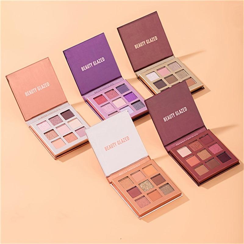 Beauty Glazed 9-Color Eyeshadow Palette, Long-Lasting Nude Pigment Eye Makeup