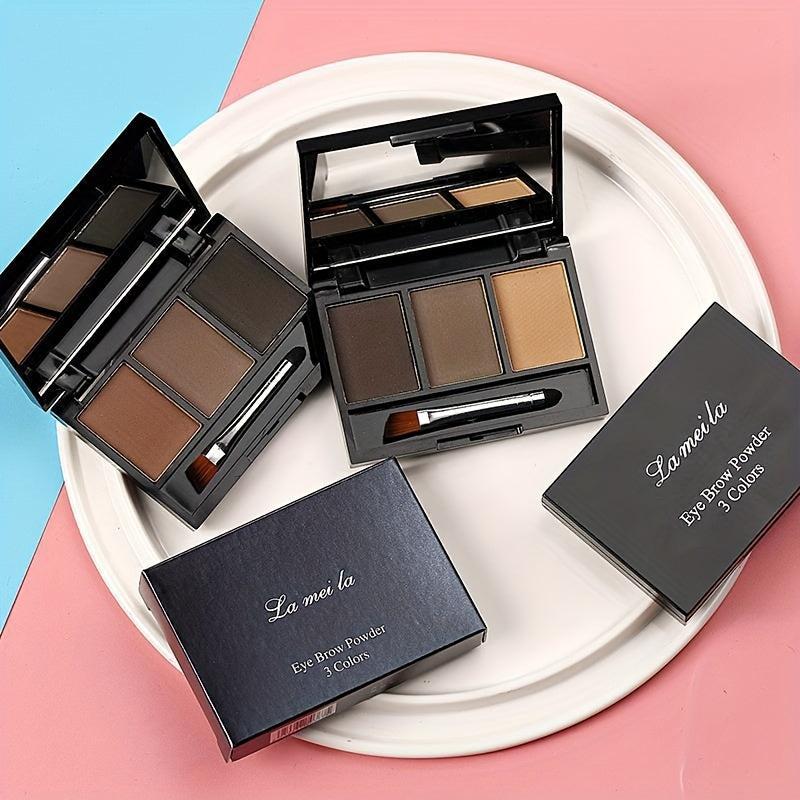 3 Colors Eyebrow Powder Palette Light Waterproof Smudge Proof Makeup