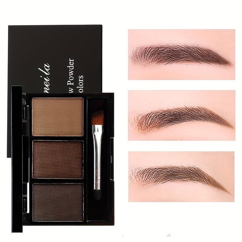 3 Colors Eyebrow Powder Palette Light Waterproof Smudge Proof Makeup