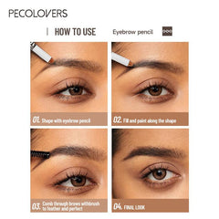3 Colors Eyebrow Pencil Double Ended Brow Tattoo Pen with Spiral Brush