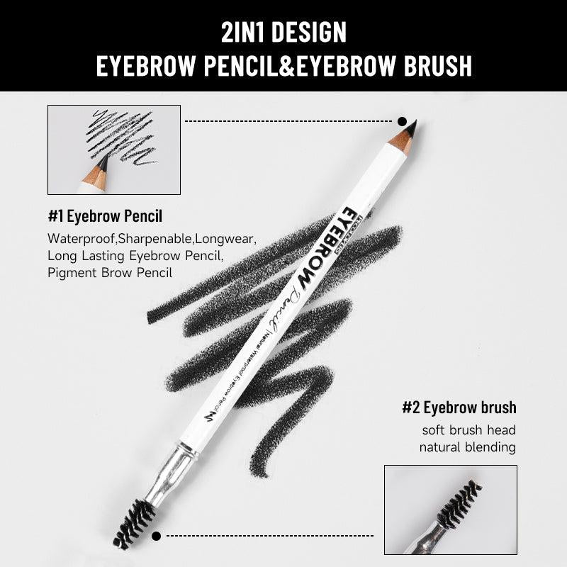3 Colors Eyebrow Pencil Double Ended Brow Tattoo Pen with Spiral Brush