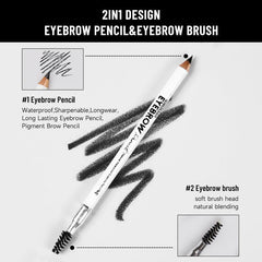 3 Colors Eyebrow Pencil Double Ended Brow Tattoo Pen with Spiral Brush
