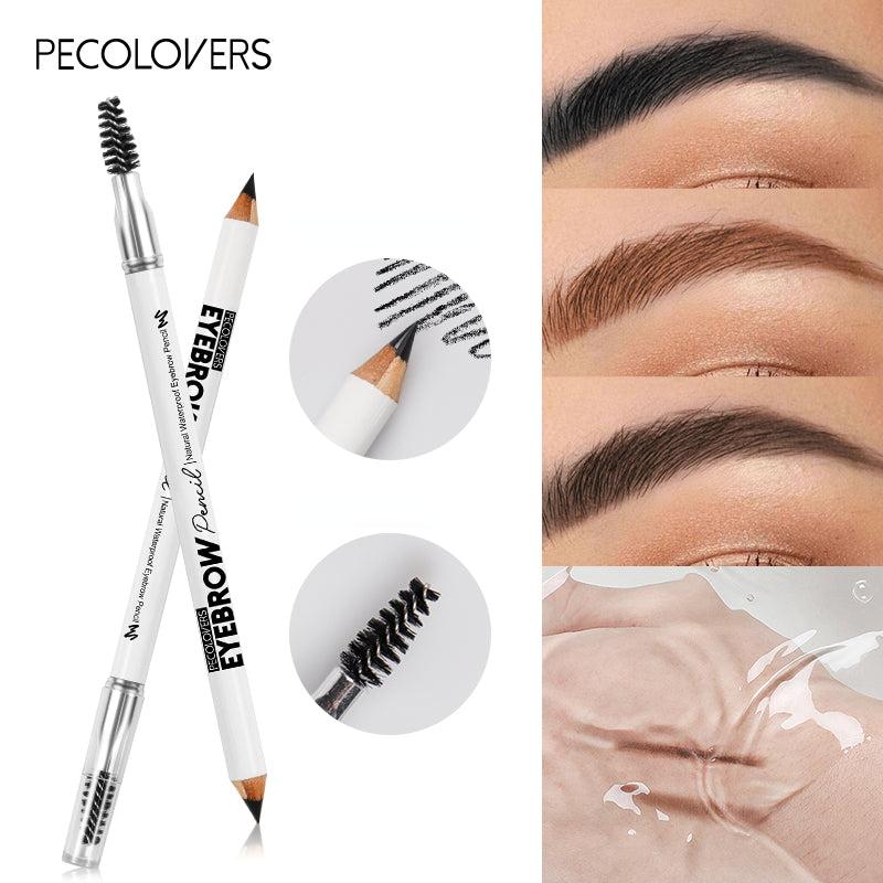 3 Colors Eyebrow Pencil Double Ended Brow Tattoo Pen with Spiral Brush