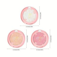 Highlighter Powder Soft Silky Texture Waterproof Face Makeup Compact 3 Colors