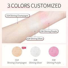 Highlighter Powder Soft Silky Texture Waterproof Face Makeup Compact 3 Colors