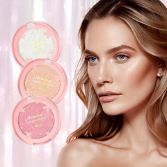 Highlighter Powder Soft Silky Texture Waterproof Face Makeup Compact 3 Colors
