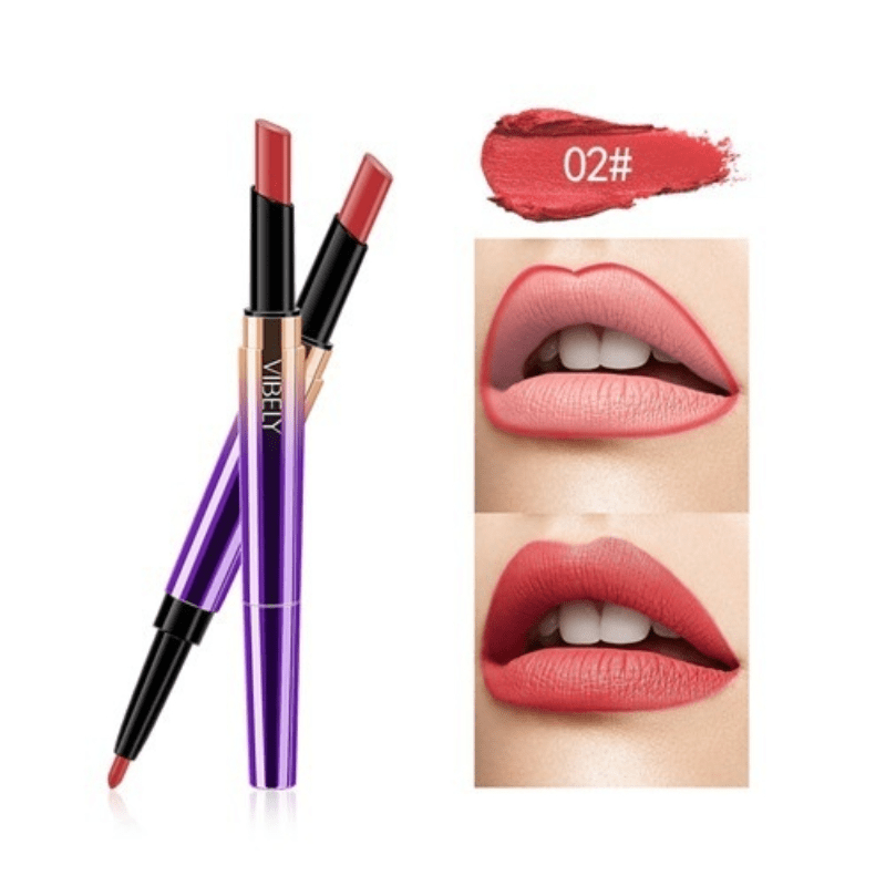 2 In 1 Lip Gloss Lip Line Pen Durable Double Lasting Pencil Pen Lipstick