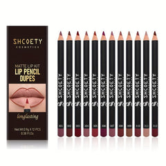 12 Matte Waterproof Lip Liner Set Natural Look