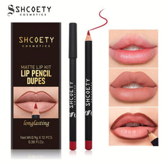 12 Matte Waterproof Lip Liner Set Natural Look