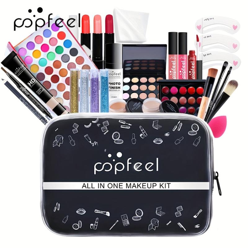 Full Makeup Set Eyeshadow Palette Lipstick Concealer Foundation Brushes