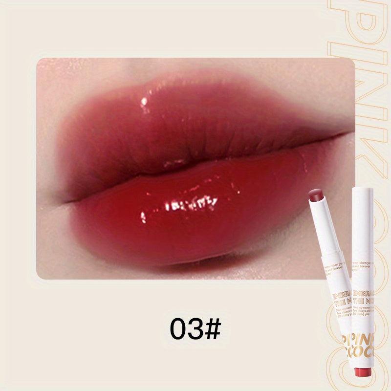 Shimmer Satin Lipstick Moisturizing Lip Balm Berry Red