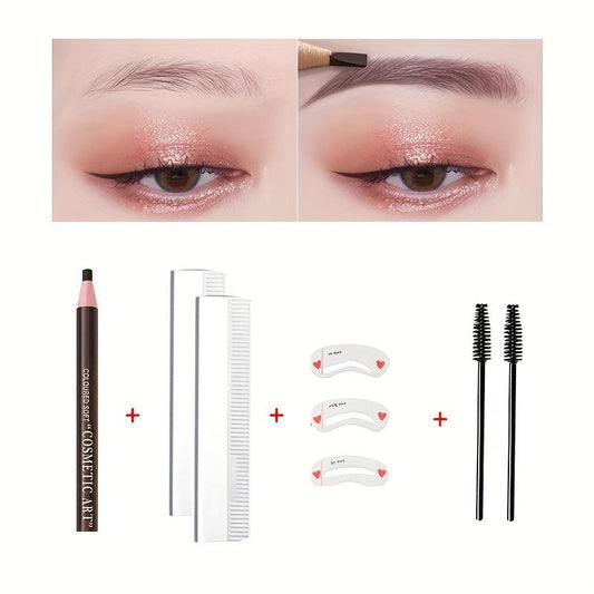 8pcs Dark Brown Waterproof Eyebrow Pencil Tattoo Makeup Set