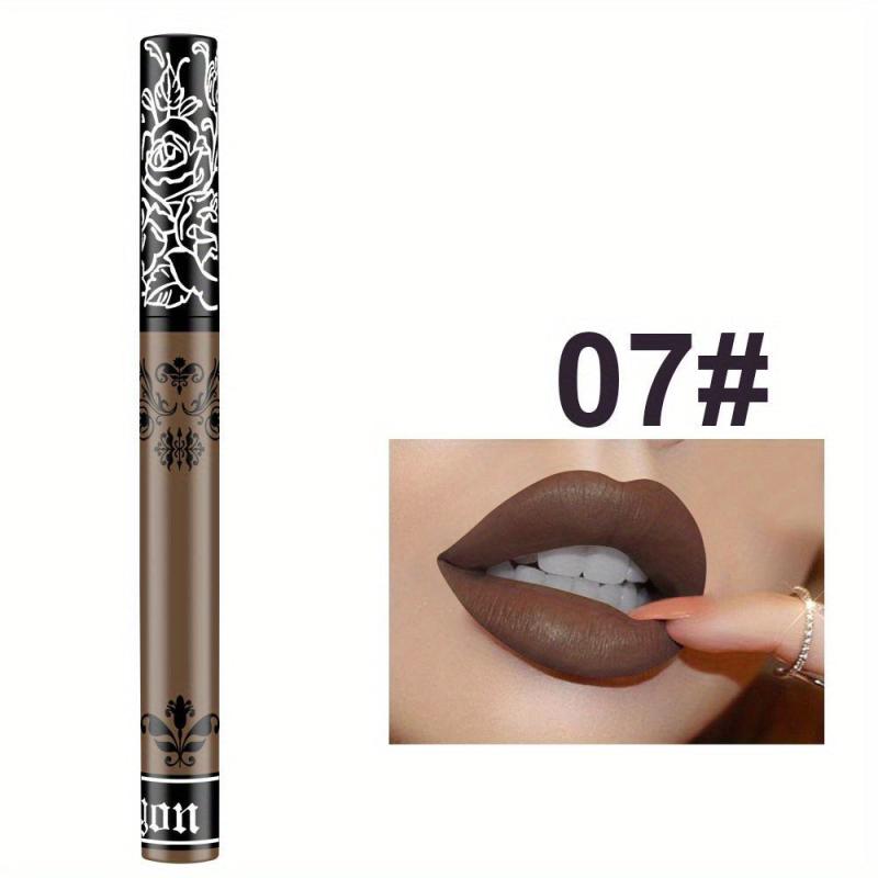 Velvet Lip Gloss Waterproof Non Smudge Lip Paint Nude Earth Bright Red Lip Glaze