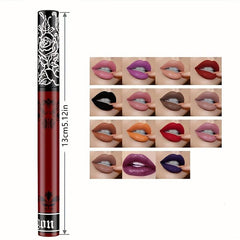 Velvet Lip Gloss Waterproof Non Smudge Lip Paint Nude Earth Bright Red Lip Glaze