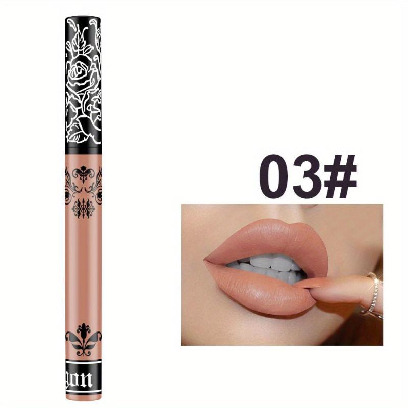 Velvet Lip Gloss Waterproof Non Smudge Lip Paint Nude Earth Bright Red Lip Glaze