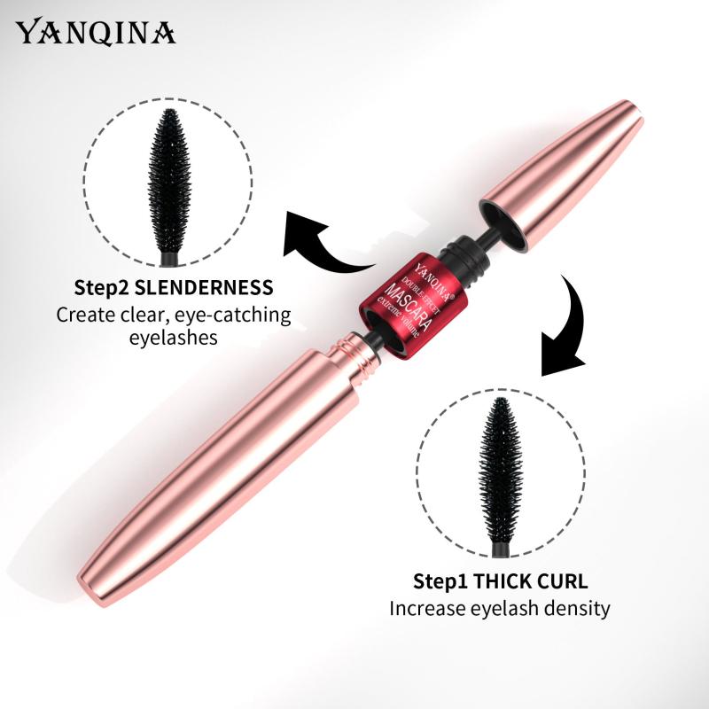 2-In-1 Waterproof Mascara Lengthening Volumizing Thick Curling Smudge Proof