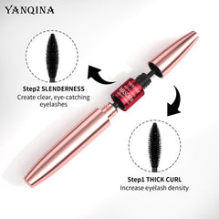 2-In-1 Waterproof Mascara Lengthening Volumizing Thick Curling Smudge Proof