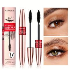 2-In-1 Waterproof Mascara Lengthening Volumizing Thick Curling Smudge Proof