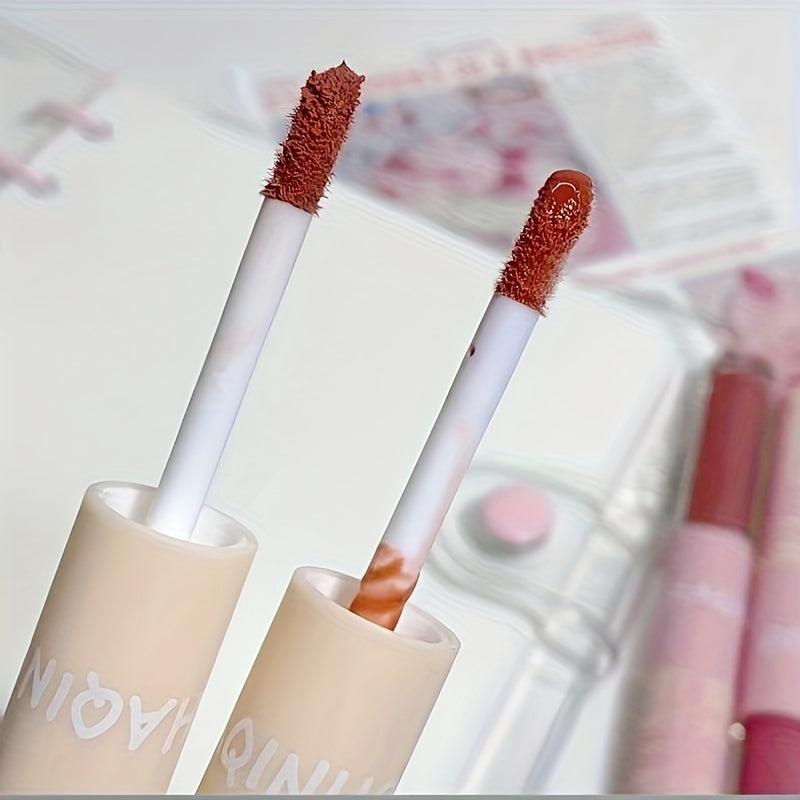 Double End Lip Gloss Double Finish Dew Texture Lightweight 4 Colors Optional