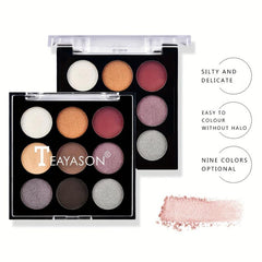 9-Color Eyeshadow Palette Matte Pearly Finish Nude Grey Brown Tones