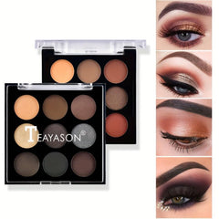 9-Color Eyeshadow Palette Matte Pearly Finish Nude Grey Brown Tones