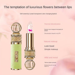Crystal Golden Foil Flower Lipstick Long Lasting Moisturizing Lip Gloss