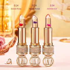 Crystal Golden Foil Flower Lipstick Long Lasting Moisturizing Lip Gloss