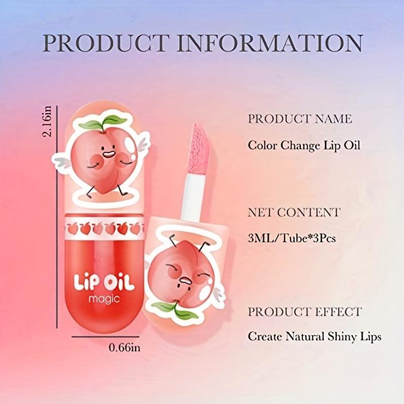 3pcs Hydrating Lip Gloss with Peach Flavor