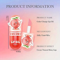 3pcs Hydrating Lip Gloss with Peach Flavor