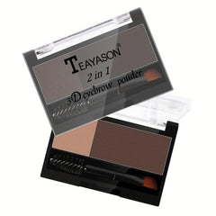 Two Tone Eyebrow Powder With Eyebrow Brush Dual Use For Eyeshadow Palette