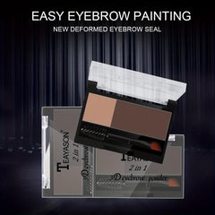 Two Tone Eyebrow Powder With Eyebrow Brush Dual Use For Eyeshadow Palette