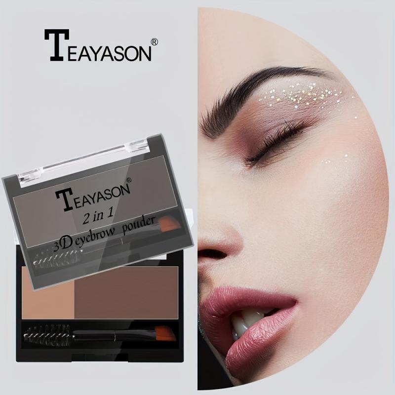 Two Tone Eyebrow Powder With Eyebrow Brush Dual Use For Eyeshadow Palette