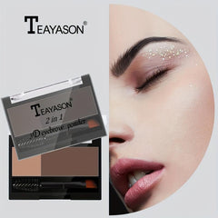 Two Tone Eyebrow Powder With Eyebrow Brush Dual Use For Eyeshadow Palette